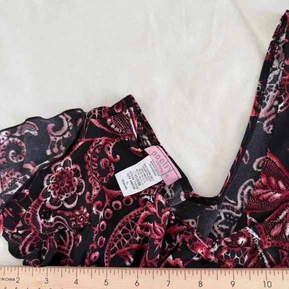 black floral fairy top  y2k poetry black floral tie top size large - Picture 4 of 4